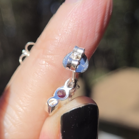 Amethyst & Blue Topaz Sterling & White Gold Earrings - Picture 8 of 9